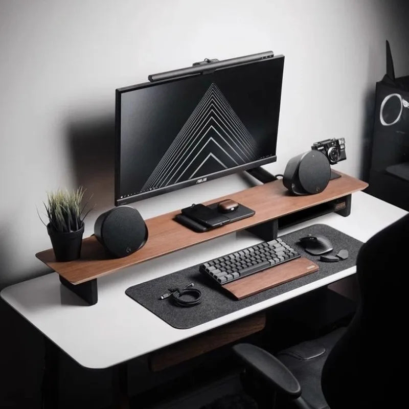 Z1 Monitor Height Increasing Rack Office Luxury Desk Setup E-sports Room Monitor Bracket Wooden Screen Stand with Compartments Image principale du produit