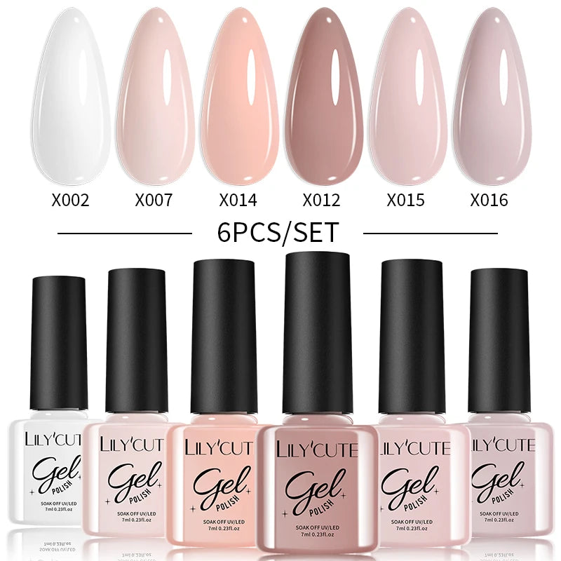 LILYCUTE Nail Gel Polish Set Pink Green Spring DIY Nail Art Design Long Lasting Soak Off UV Gel Manicure Painting Gel Vernis Kit