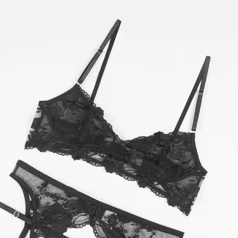 New Women Lingerie Set Lace Embroidery Push Up Bra Panties Sets Deep V Gather Top Sexy Underwear Bras Brassiere Lingerie