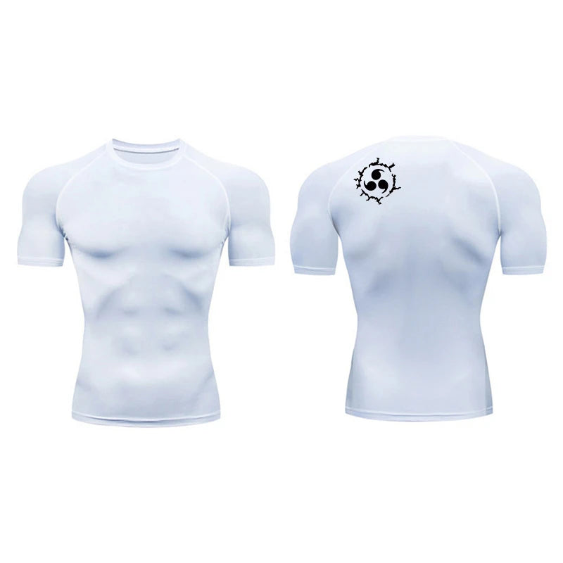 Graphic Compression Shirts for Men Athletic Quick Dry Rash Guard Stretchy Baselayers Undershirts Gym Workout Running Tshirt Tops