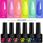 LILYCUTE 7ML 6PCS Neon Gel Nail Polish Set fluorescent Series Color Changing Semi Permanent Soak Off Manicure kit Nail Art Gel