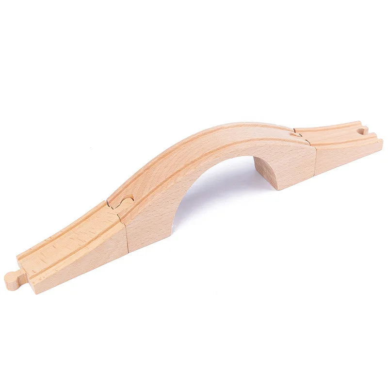 Wooden Train Track Toys Railway Rails Accessories Fit Thomas Train Road Connector Wood Railway Bridge Children Birthday Gifts