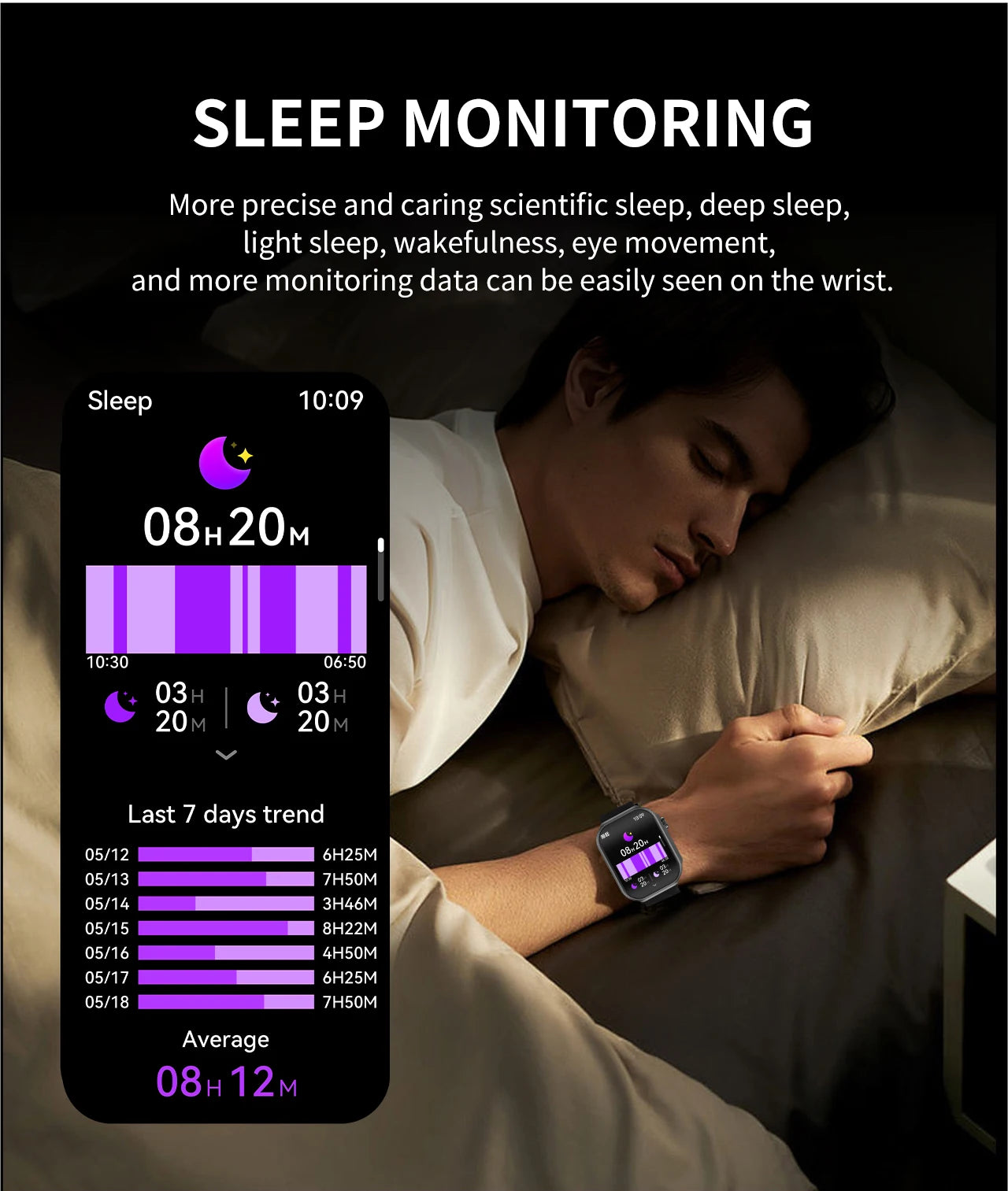 LIGE New 2.2-inch 3D Curved Screen Smart Watch With LED Light Thermometer Health Monitor Smartwatch BT Call Sports Fitness Watch