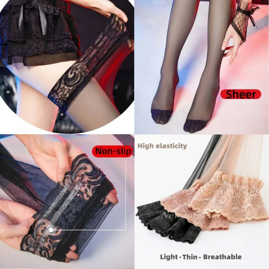 2026new Over Knee Thigh High Stockings Anti-slip Plus Size Black Oversized Fishnet Long Lace Socks for Women XXL Spring Summer