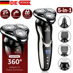 Electric Shaver Set Professional Razor Waterproof Beard Nose Facial Hair Trimmer Rotary 3D Floating Shaving Rechargeable for Men