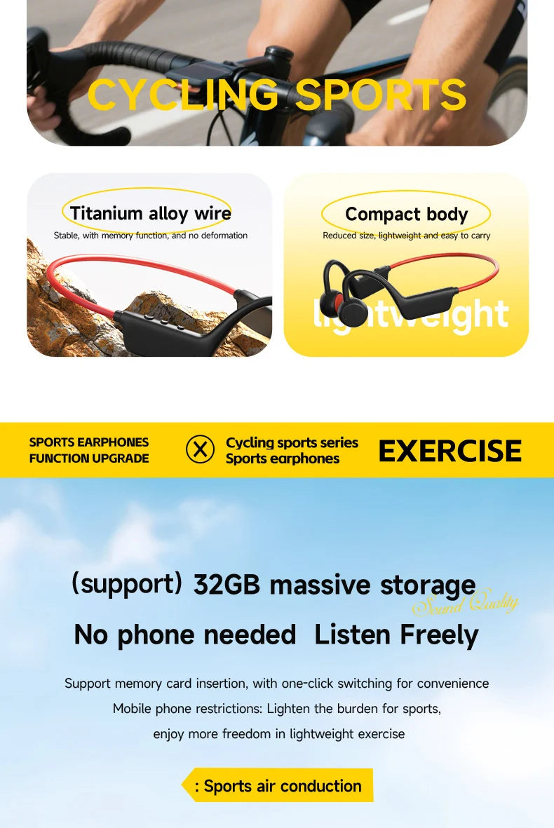 OnePlus Bone Conduction Headset Sport Headphone IPX8 Waterproof Bluetooth 5.4 Wireless Earphone Hands-free With Mic for Exercise