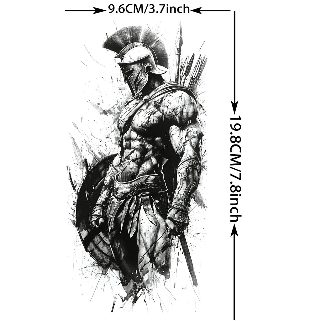 1 Sheet Waterproof Knight Warrior Gladiator Temporary Tattoos For Men Women Realistic Fake Tattoo Sticker  Forearm Tatoos Decals