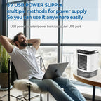 Portable Air Conditioner 3 Speed Mini AC Unit With Dual Mist Ice Box 900ML Water Tank Humidifier For Bedroom Office
