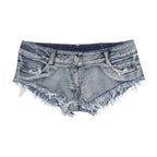 Women Summer Low Waist Denim Shorts Stretchy Short Jeans Hot Pants Sexy Triangle Design Butt Enhancer Casual Streetwear DURIKIES