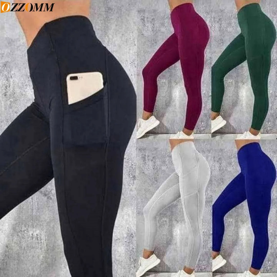1PC Plus Size Pocket Yoga Pants Women Solid Fitness Sports Leggings High Waist Elastic Gym Tights Female Running Trousers XXXL Image principale du produit