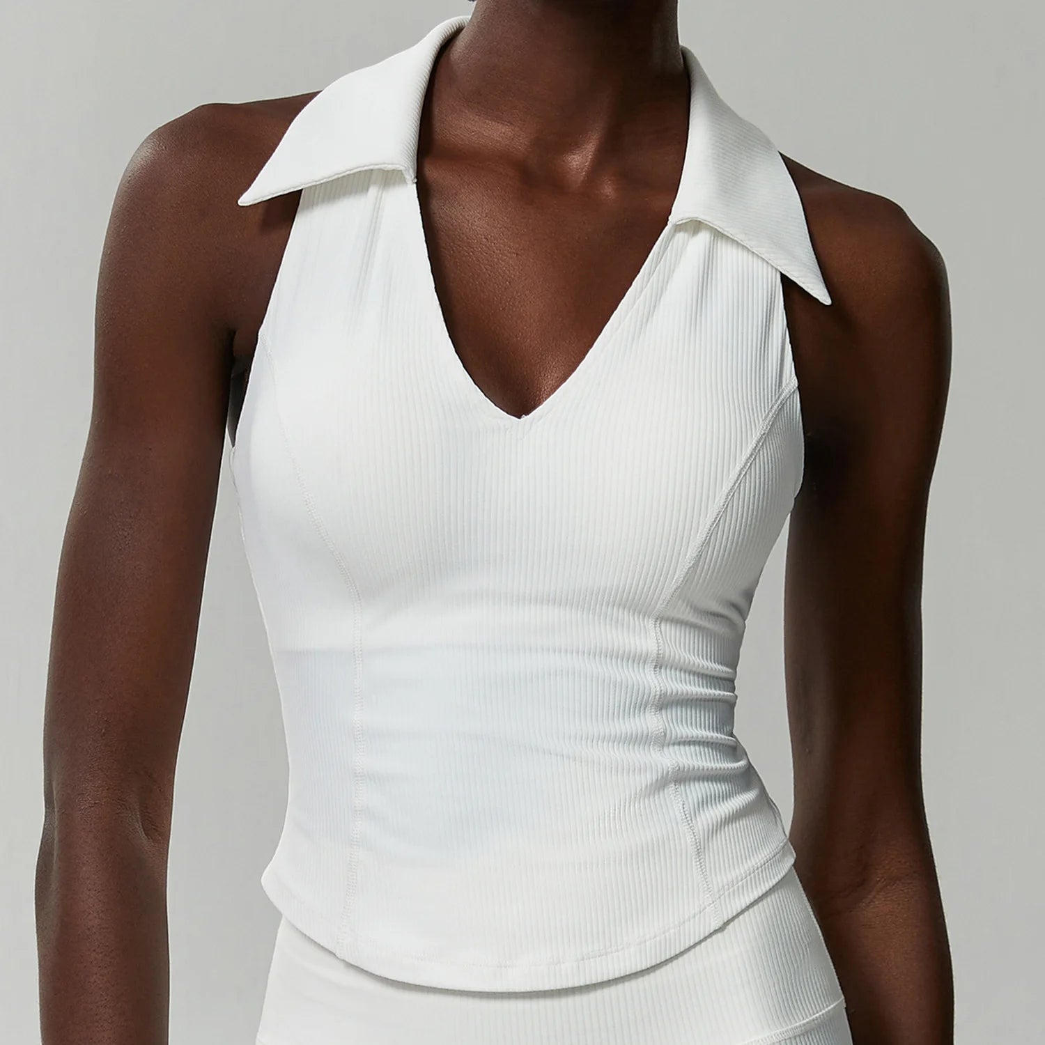 Sleeveless Fitness Yoga Shirt Women Summer Slim Fit V-Neckline Gym Running Top Breathable Quick Dry Sportswear Workout Clothes