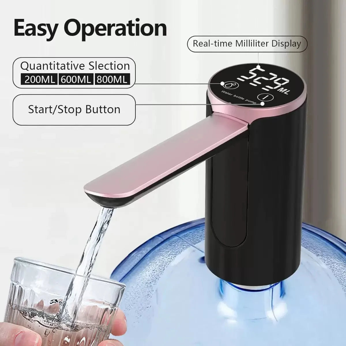 Electric Water Dispenser Foldable Automatic Water Pump Bottle With LED Display USB Charging Household Barreled Water Dispenser