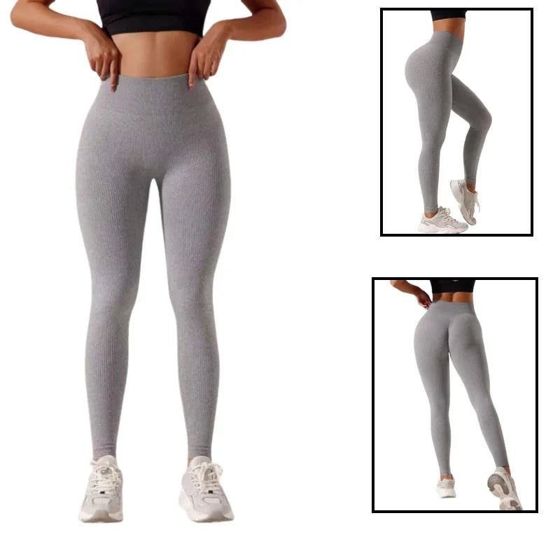 Women's High-Waisted Seamless Leggings, Quick-Dry Breathable Fabric, Four-Way Stretch Sporty Style for Yoga Cycling Running