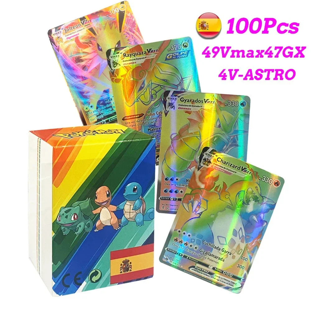 60-100Pcs New English French Spanish Pokemon Cards GX MEGA EX TAG TEAM Vstar Game Battle Card Hot Sale Collection Card Kids Gift