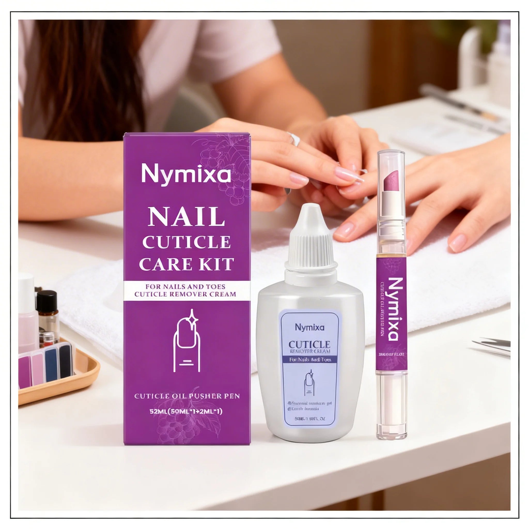 1/2set Nail Cuticle Care Kit,Nail Soften Oil Cuticle Remover for Gel Overgrown Cuticles Soften Eliminating Exfoliant for Nails Main image