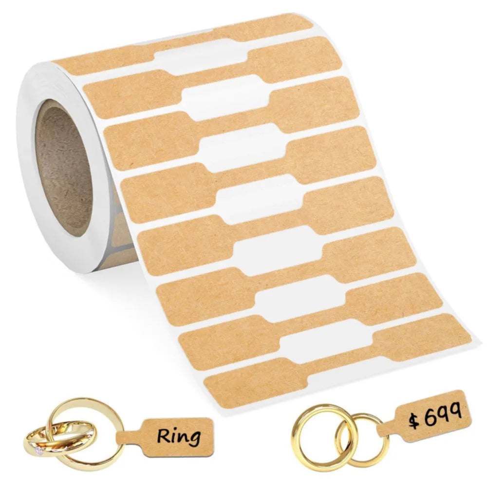500Pcs/Roll Blank Paper Price Tags Portable Self Adhesive Stickers Jewelry Hangtags Necklace Ring Display Packaging 2030 Image principale du produit