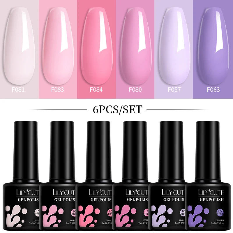 LILYCUTE 7ML 6PCS Neon Gel Nail Polish Set fluorescent Series Color Changing Semi Permanent Soak Off Manicure kit Nail Art Gel