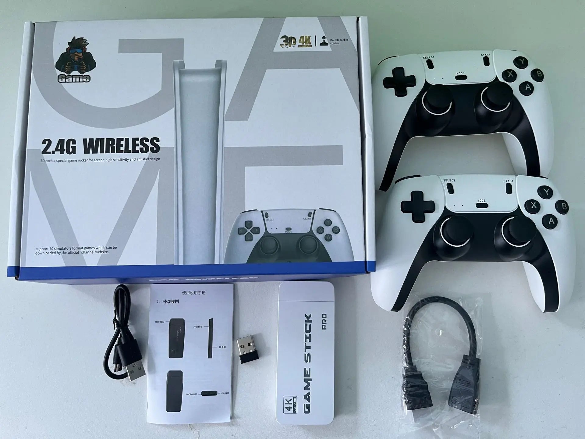 4K 64G Retro Game Console: M15 Game Stick with 40000+ Classic Arcade Games, Dual Wireless Controllers 2-Player TV System