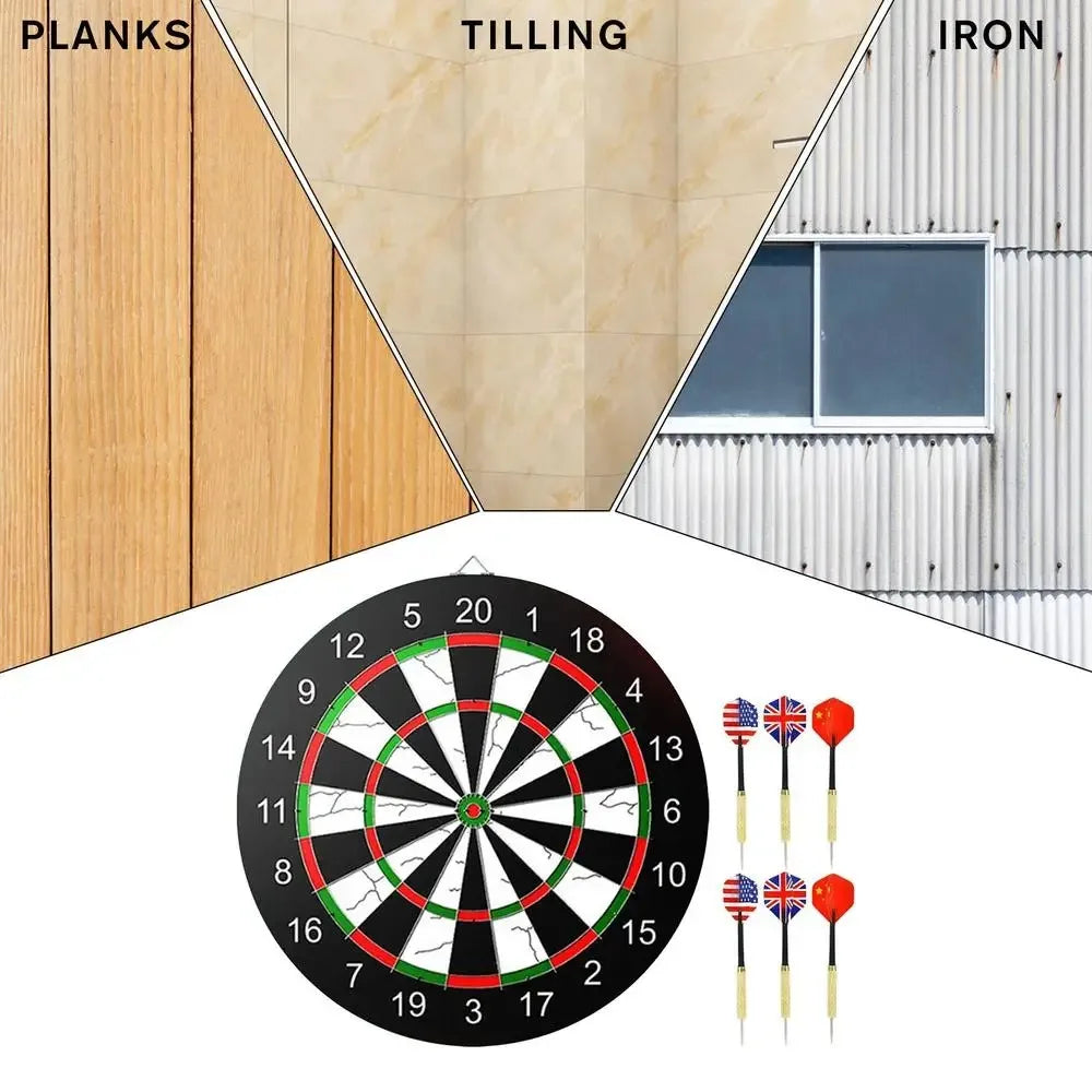 Pro Flocking Dartboard 15-Inch Tournament Indoor Hanging Target Game with 6 Darts - Stable Board for Christmas Birthday Parties