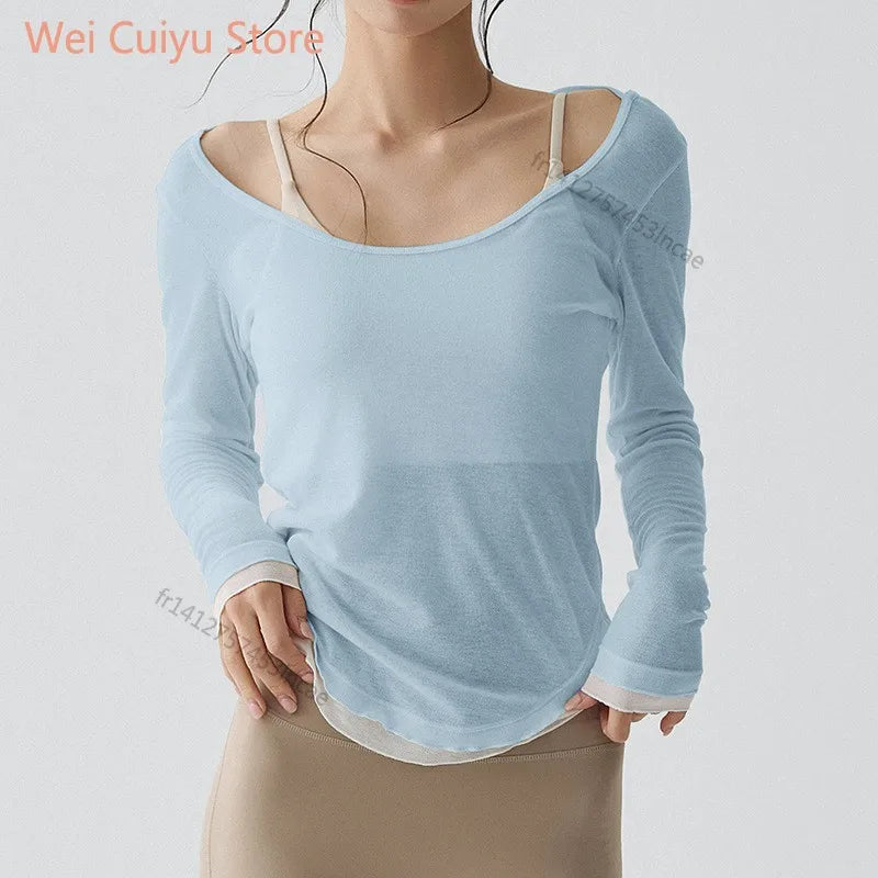 Women's Long Sleeve Sports Shirt Yoga Wear Fitness T-Shirt Quick-dry Running T-shirt Workout Top Female Gym Shirt Clothing Secondary image