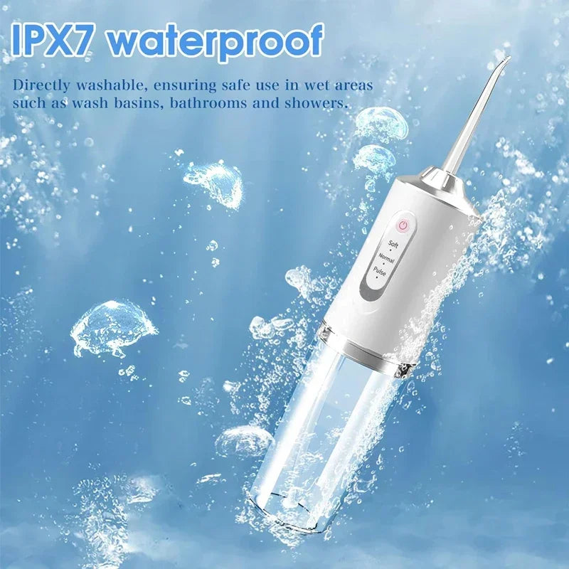 Portable Smart Electric Oral Irrigator 4 Jets 3 Modes USB Rechargeable Cordless Water Flosser Jet Irrigator Dental Teeth Cleaner