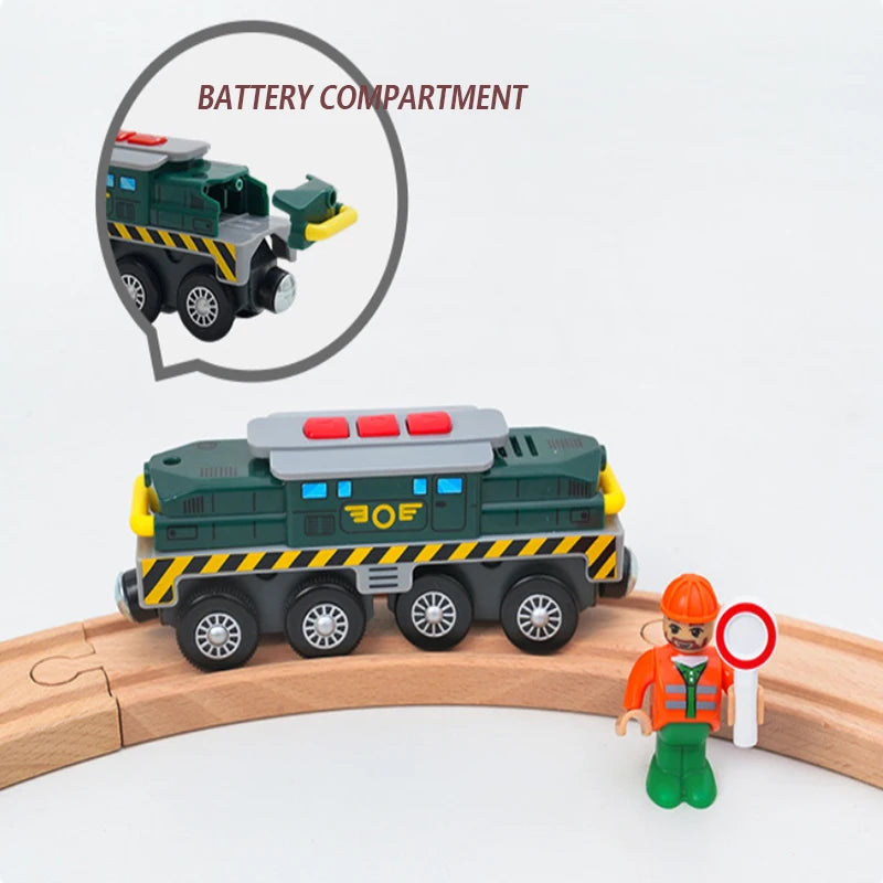 Wooden Railway Train Locomotive Magnetic Electric Car Train Toys Fit Biro Wooden Diecast Slot Train Track Railway Christmas Gift