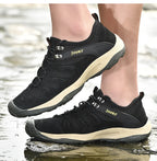 Spring Summer Leather Mesh Outdoor Trekking Shoes Hiking Shoes  Walking Tourism Camping Upstream Sneakers Anti-Slip Breathable