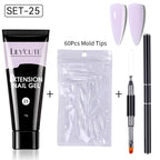 LILYCUTE 15ml Extension Gel Nail Polish Set Quick Nail Prolong With Extend Mold Nail Tips Acrylic Solution Manicure Tools Kit