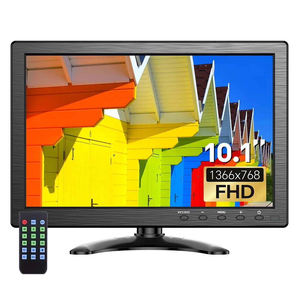 Eyoyo EM101AD 10-inch Security Monitor 1366x768 HD Resolution LCD Screen Desktop Monitor Supports Wall Mounted, HDMI VGA AV BNC USB Input, Built-in Speakers, Second Display for Computer PC CCTV Camera NVR Image principale du produit
