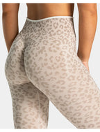 High Waist Leopard Print Yoga Pants, Butt Lifting Tummy Control Leggings 