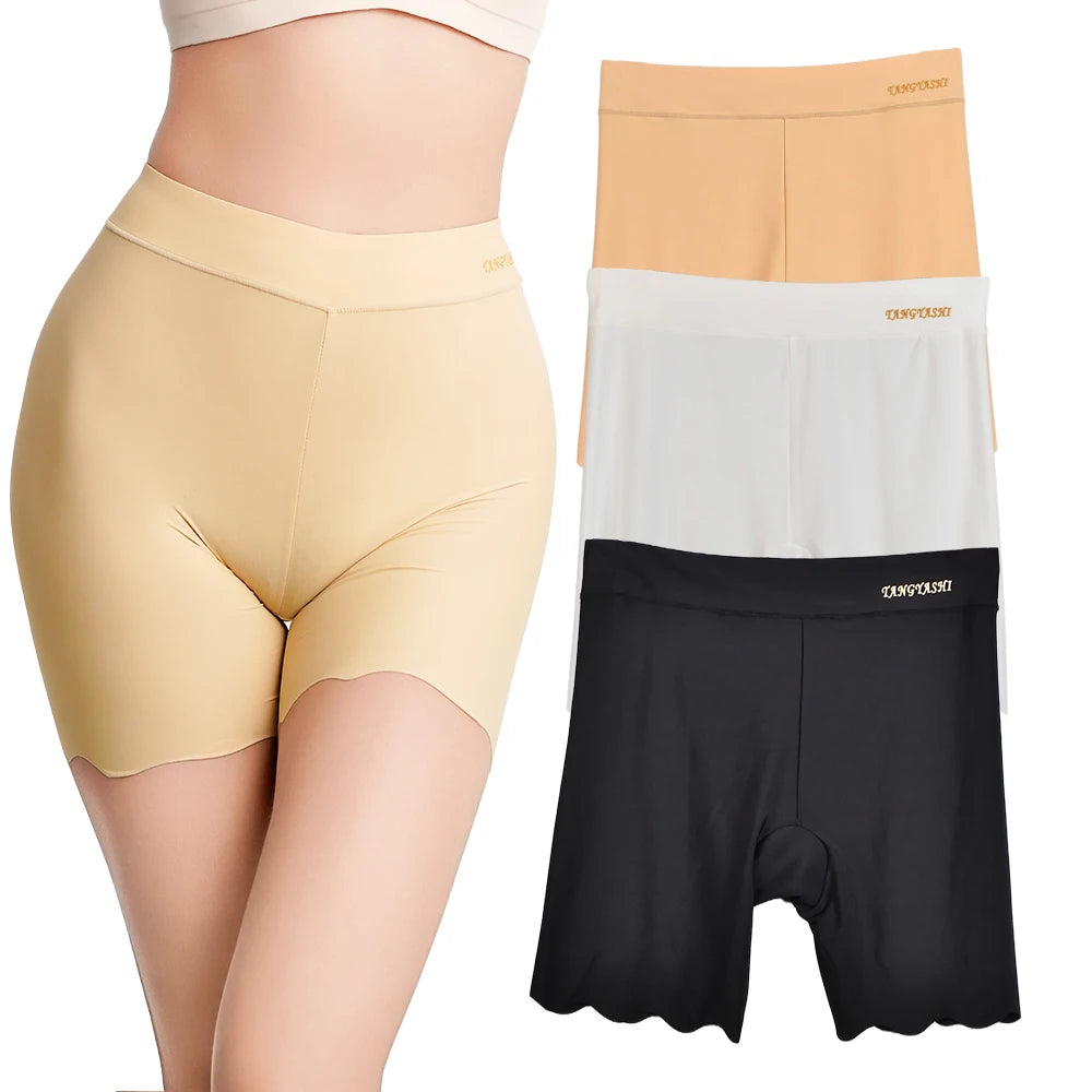 2pcs Seamless Safety Shorts Womens Ice Silk Summer Anti Rub Underwear Boxers Under Skirt Panty Big Size Short Leggings 40-100kg