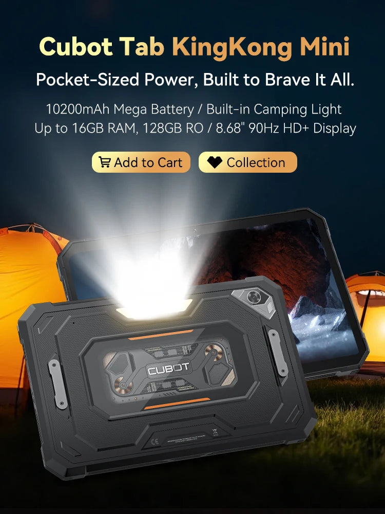Android Tablet Cubot TAB KingKong Mini, 10200mAh Mega Battery 16GB(6+10),128GB, Camping Light, 8.68-inch Screen, 48MP Camera,GPS Main image