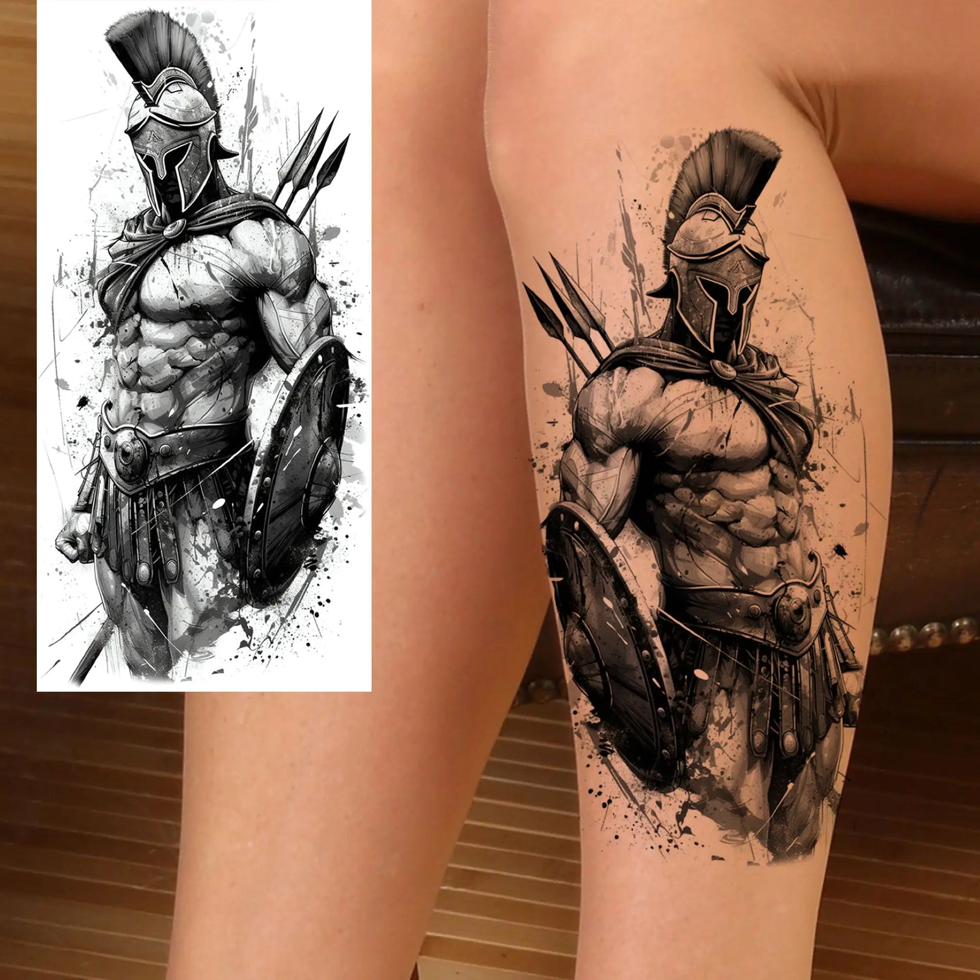 1 Sheet Waterproof Knight Warrior Gladiator Temporary Tattoos For Men Women Realistic Fake Tattoo Sticker  Forearm Tatoos Decals