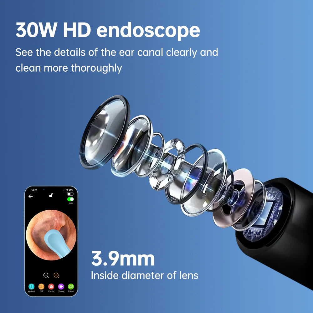 Visual Ear Wax Cleaner with Camera Safe Earwax Removal Endoscope with Camera Luminous Otoscope Ear Cleaning Tools Ear Care
