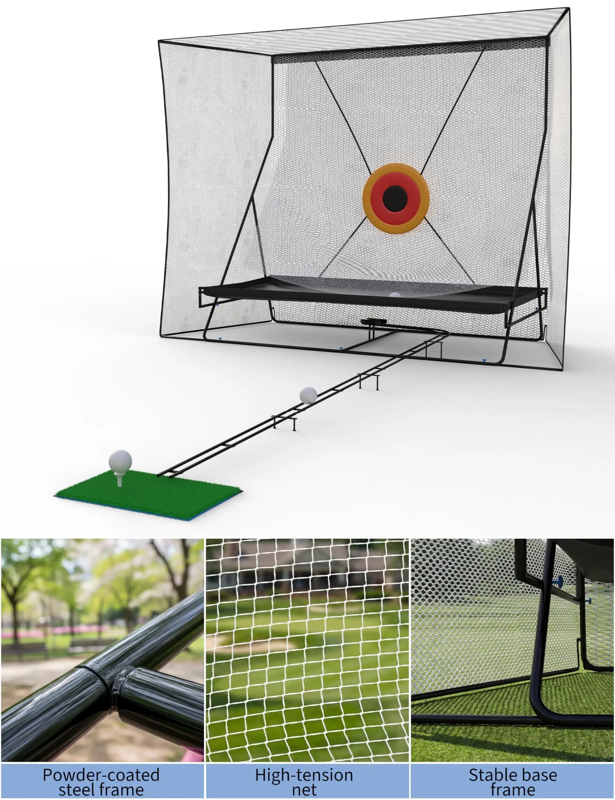 3x2.4m Golf Practice Net Automatic Ball Return Heavy Duty Hitting Net With Noise Reduction Target For Indoor Garden Training