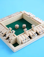 Wooden Dice Board Game Shut The Box for 4 Players Flaps & Dices Game Parent-children Interaction Family Entertainment