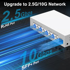 HORACO 2.5GbE Managed Switch 8 Port 2.5GBASE-T Network Switcher 10G SFP+ Slot Uplink Web Managed Hub Internet Splitter Fanless