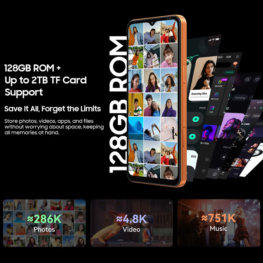 Blackview WAVE 7C Smartphone 6.56'' HD+IPS 5000mAh Battery 16GB(4+12)+64GB Unisoc Cell Phone 32MP+13MP 4G Android 16 Dual SIM