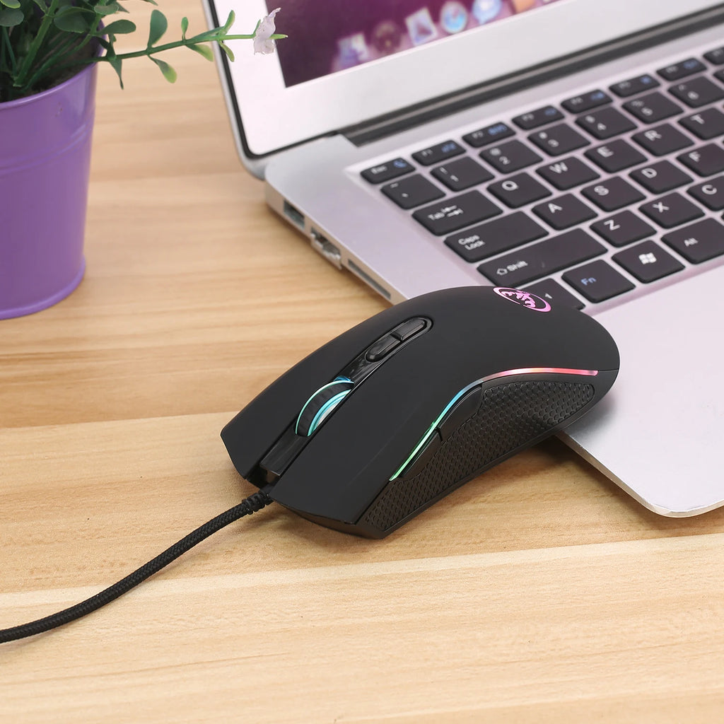 New 61keys Wired White Black Keyboard RGB Gaming Mouse Office Kit Backlight Keyboard and Mouse Combos for PUBG Gamer