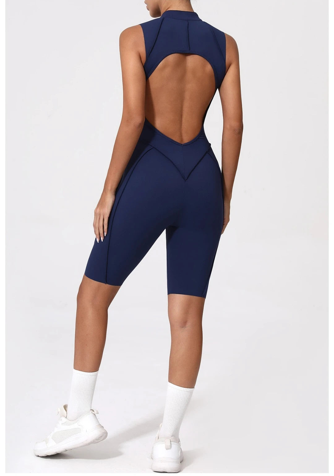 Women's Yoga Jumpsuit Hip Lift Sports Fitness Removable Padding Backless Zipper Leggings One-Piece Running Workout Gym Jumpsuit