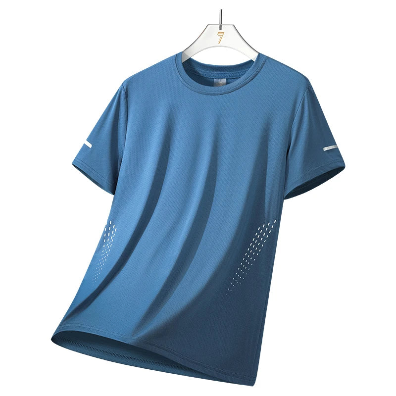 CHRLCK Men's Hiking Quick Drying T-shirts Breathable Running Fishing Tees Soft Elasticity Outdoor Sports Short Shirt Summer