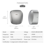 AIKE Air Tank Heavy Duty Automatic Hand Dryer HEPA Filter UL Approved 1450W Brushed Stainless Steel Finish Hand Drying Machine