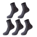 5Pairs/Men Bamboo Socks Comfortable Breathable Casual Business Men's Crew Socks High Quality Antibacterial Mid-calf SocksEU39-45