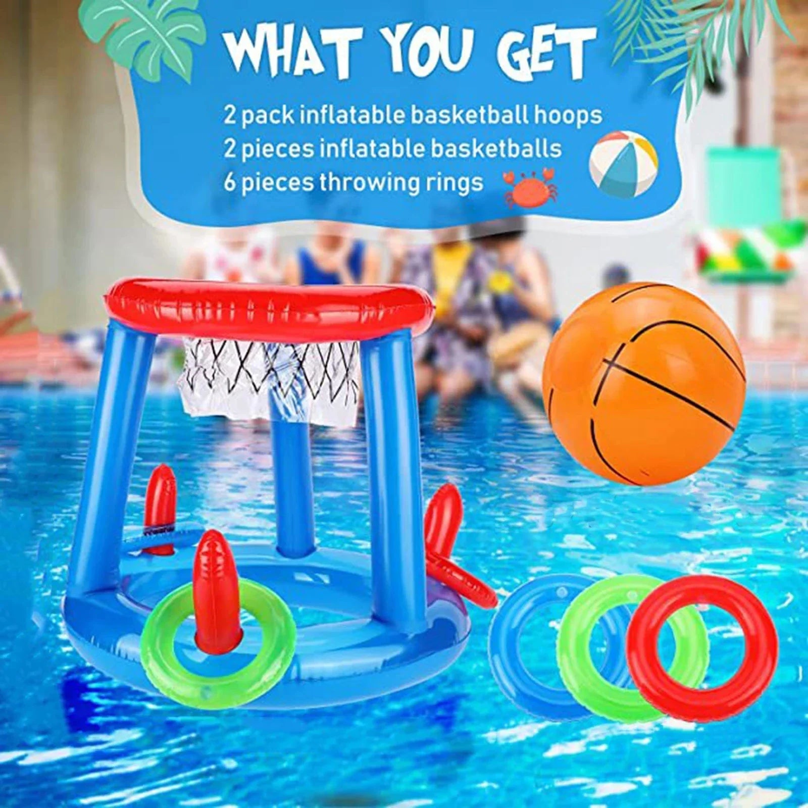 Inflatable Ring Throwing Ferrule Game Floating Basketball Hoop Interactive Water Sport Toy Party Favor Beach Fun Pool accessory