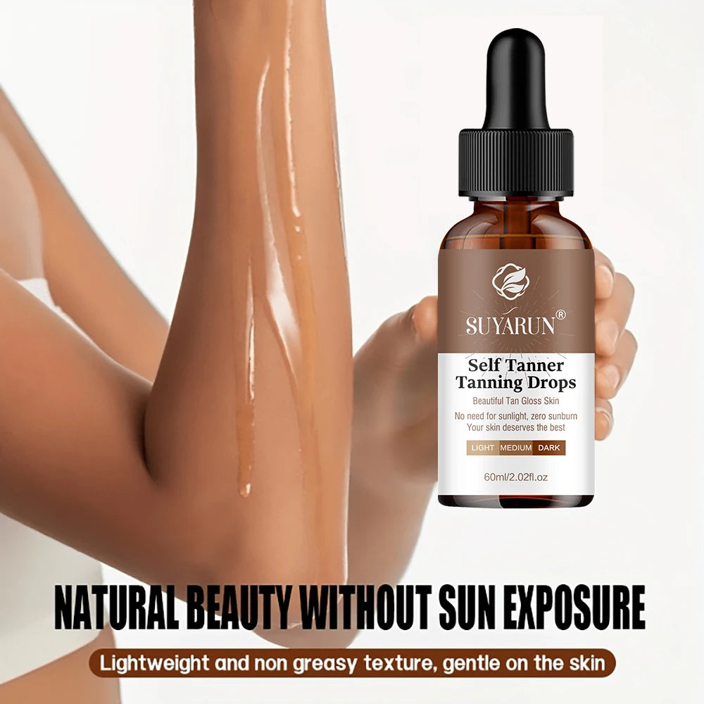 Sunless Tanning Serum - Buildable Natural Glow, Streak-Free Formula for All Skin Tones. Moisturizing & Non-Irritating.