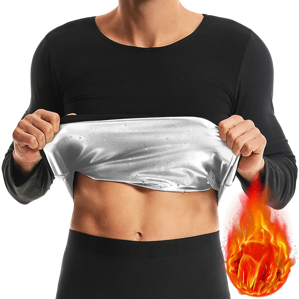 Sauna Weight Loss Sweating Long Sleeves Men Sauna Suit Bodybuilding Tops Gym Workout Corsets Fat Burning Sweat Suit Trimmer Image principale du produit