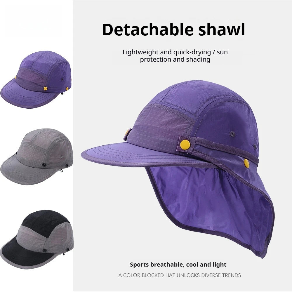 UPF50+ Sun Hat Detachable Neck Flap Quick Dry 5 Panel Camp Cap Outdoor Fishing Hiking Safari Hat Breathable Lightweight Unisex Image principale du produit