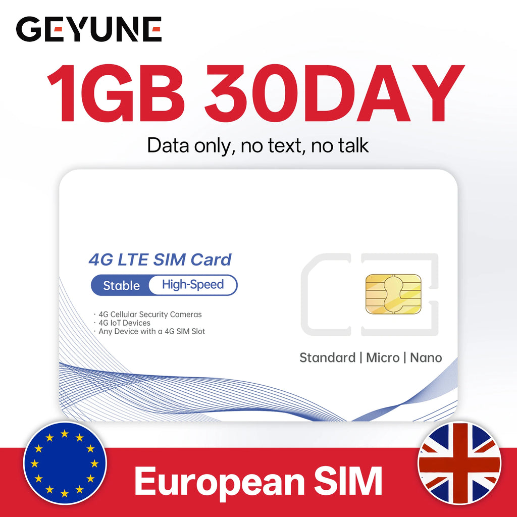 Europe Prepaid Data SlM Card,Coverage in Europe/UK Countries,High-Speed 5G/4G LTE,Data-only SIM Deal for 4G Camera and Travel