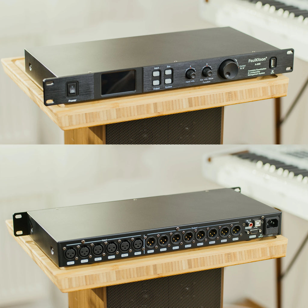 Paulkitson A808 Processor Digital Professional Audio Processor 8 In 8Out 32Bit DSP 7Band EQ Equalizer WIFI  USB Without Noise