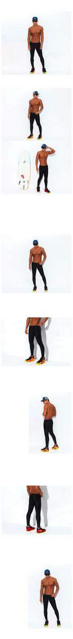 Man Quick drying sun protection pure black letter diving and surfing waterproof female capris nylon hot spring swimming pants